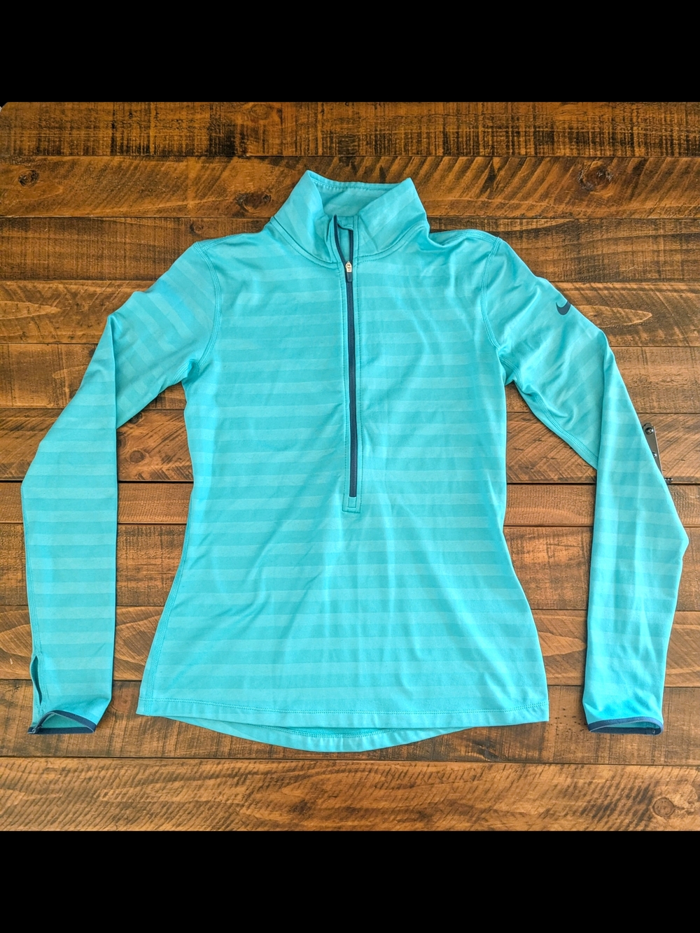 Nike Pro Hyperwarm Womens 1/2 Zip Pullover M Blue Teal Dri Fit Training 622313